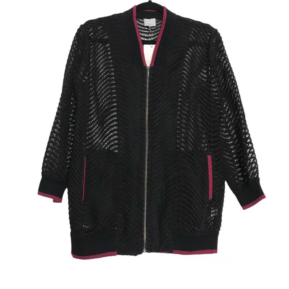 Ming Womens Cyberpunk Black Mesh Full Zip Cardigan Size XS Goth Steampunk NWT